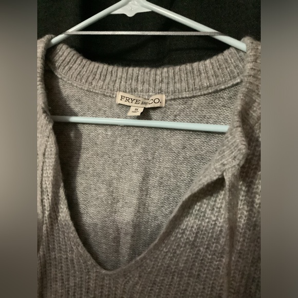 Frye & Co Heather Grey Knit Pullover Sweater Size XL Puff Shoulder NWT - Picture 2 of 7